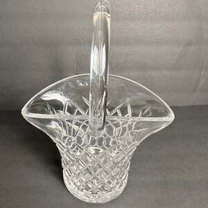 Crystal Basket‎ Diamond Cut Glass Basket Weave Vase Home Decor Table Centerpiece